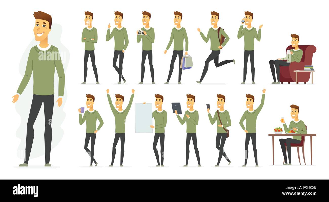 Cute man - vector cartoon people character set Stock Vector Image & Art ...