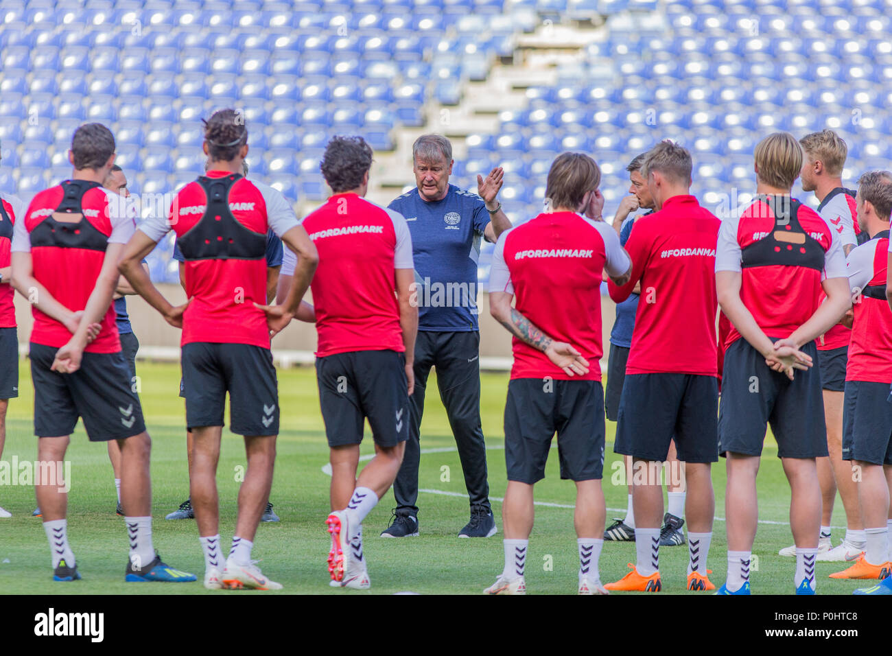Brondby, Denmark - June 8, 2018. The players of the Danish national football team seen during training before the test match against Mexico at Brøndby Stadium. (Photo credit: Gonzales Photo - Thomas Rasmussen). Stock Photo
