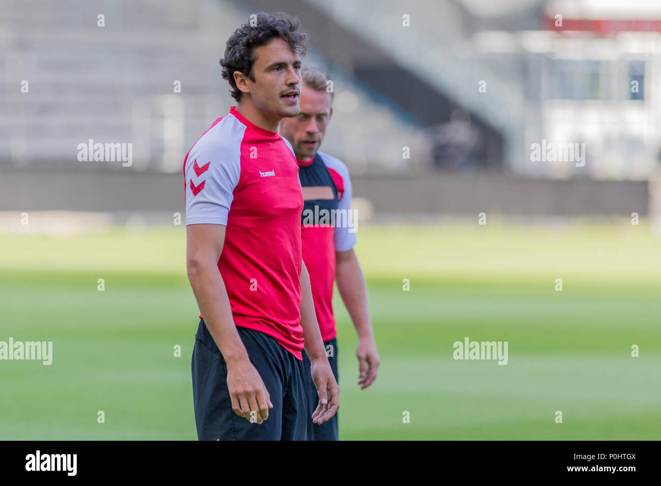 Brondby, Denmark - June 8, 2018. Thomas Delaney of the Danish national football team seen during training before the test match against Mexico at Brøndby Stadium. (Photo credit: Gonzales Photo - Thomas Rasmussen). Stock Photo