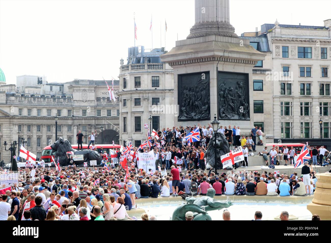 London, UK. 9th June 2018. Free Tommy Robinson March in London, UK with