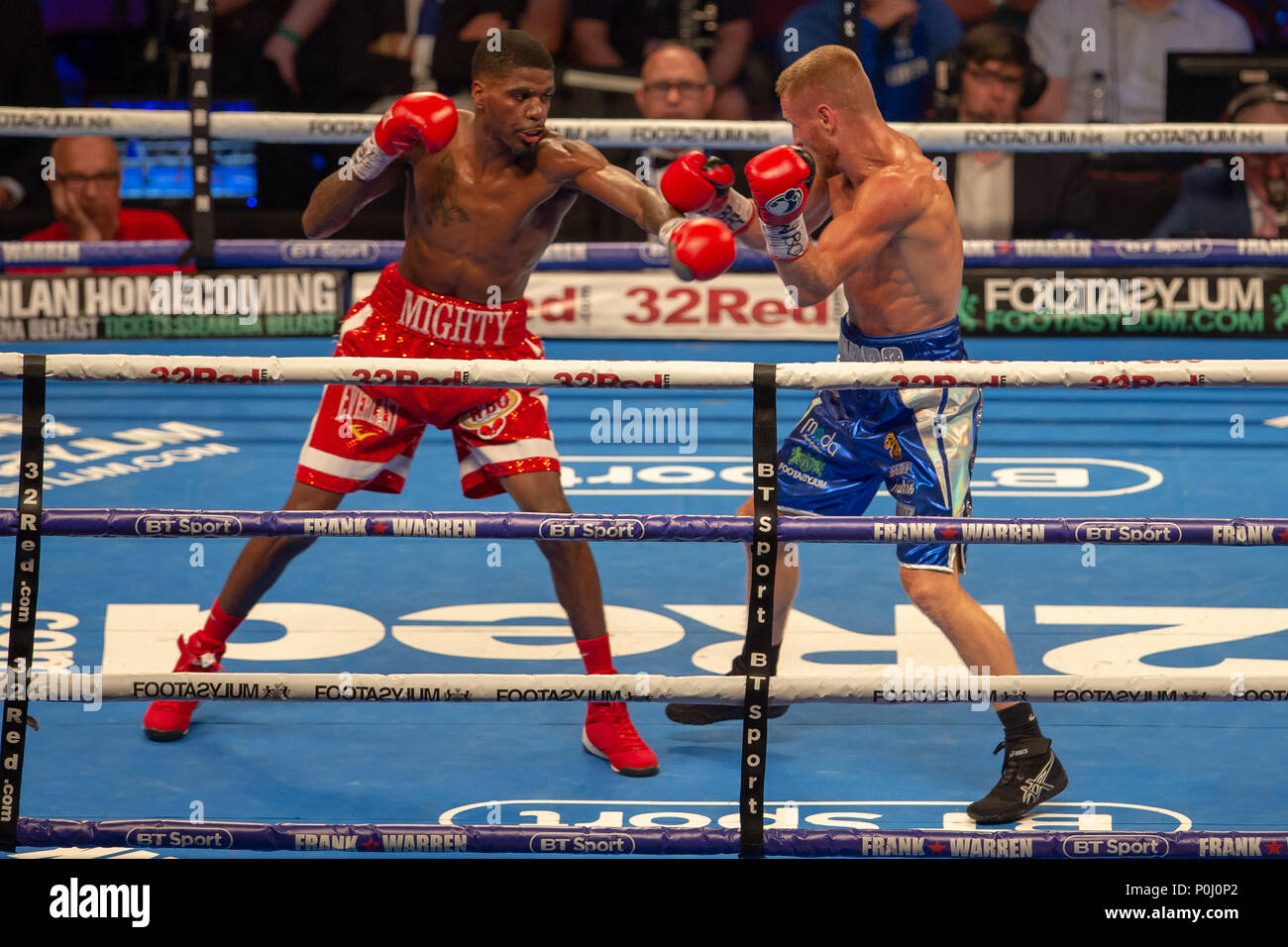 Manchester Arena, Manchester, UK. 9th June, 2018. Frank Warren Boxing Promotions, Tyson Fury versus Sefer Seferi, undercard fight; Maurice Hooker in a WBO World Super-Lightweight Championship fight against Terry Flanagan Credit: Action Plus Sports/Alamy Live News Stock Photo