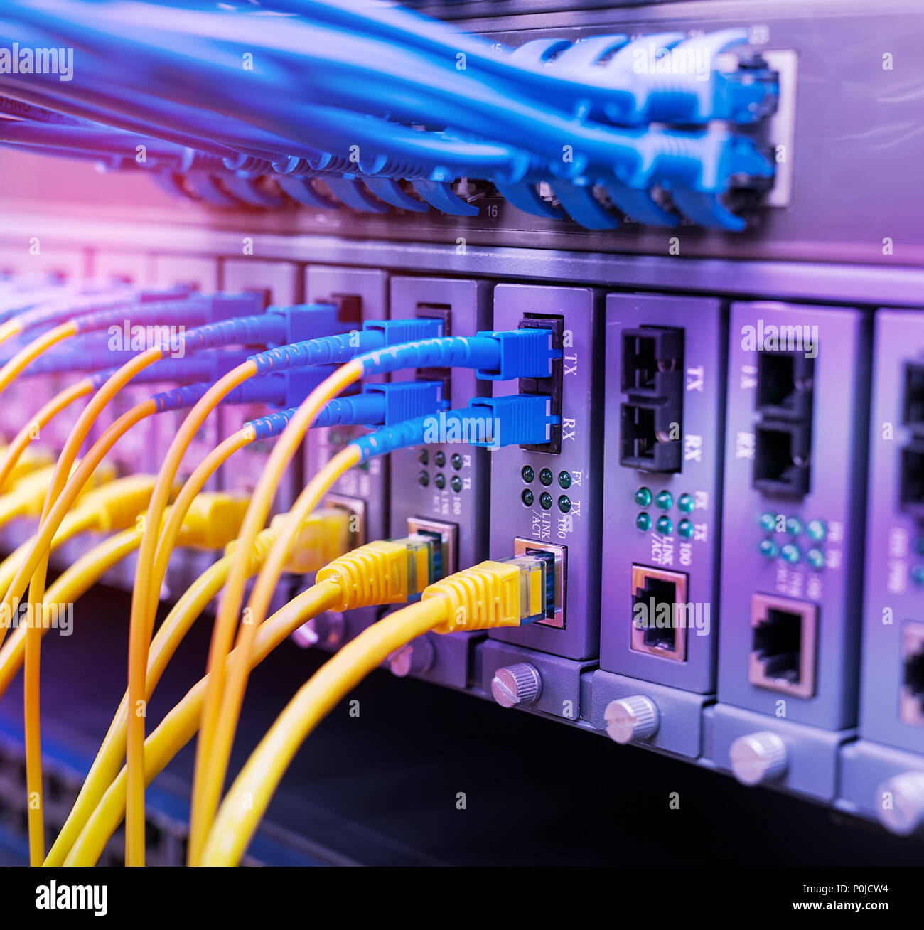 Technology center with fiber optic equipment Stock Photo Alamy