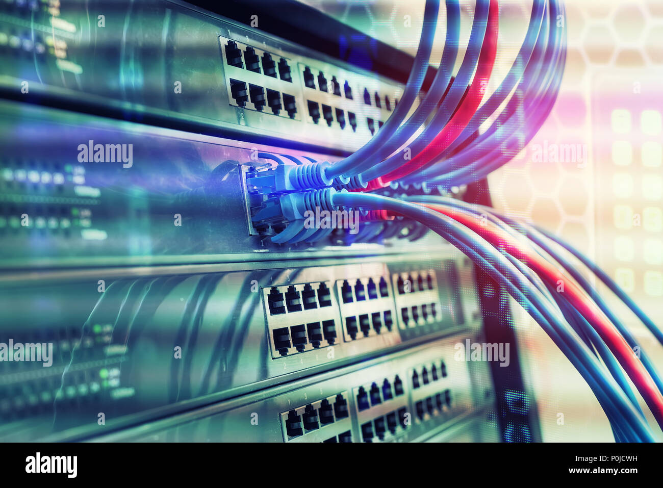 ethernet cable on network switches background Stock Photo - Alamy