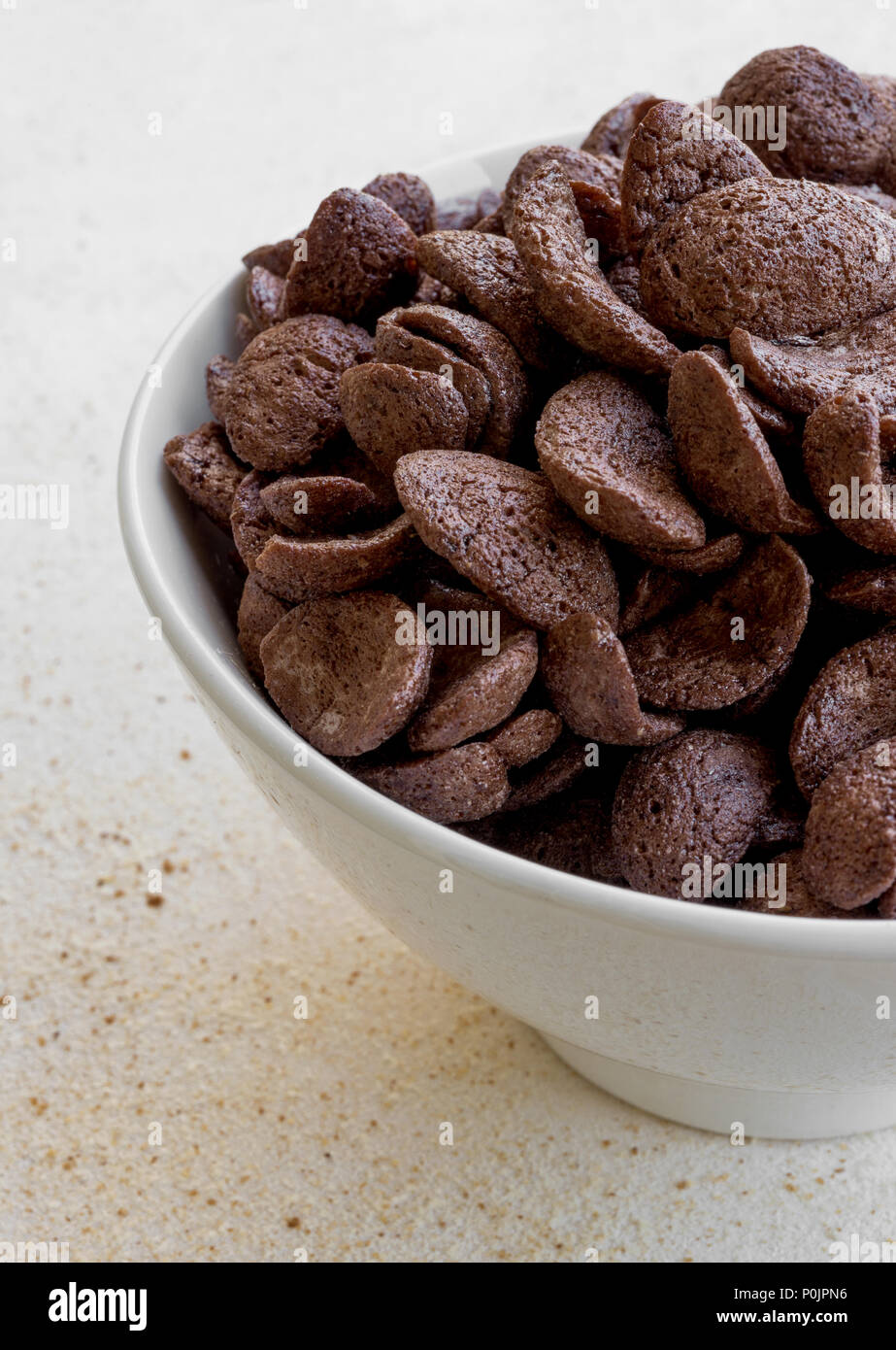 Cup Full Chocolate Cereal Flakes On A Light Background Stock Photo Alamy