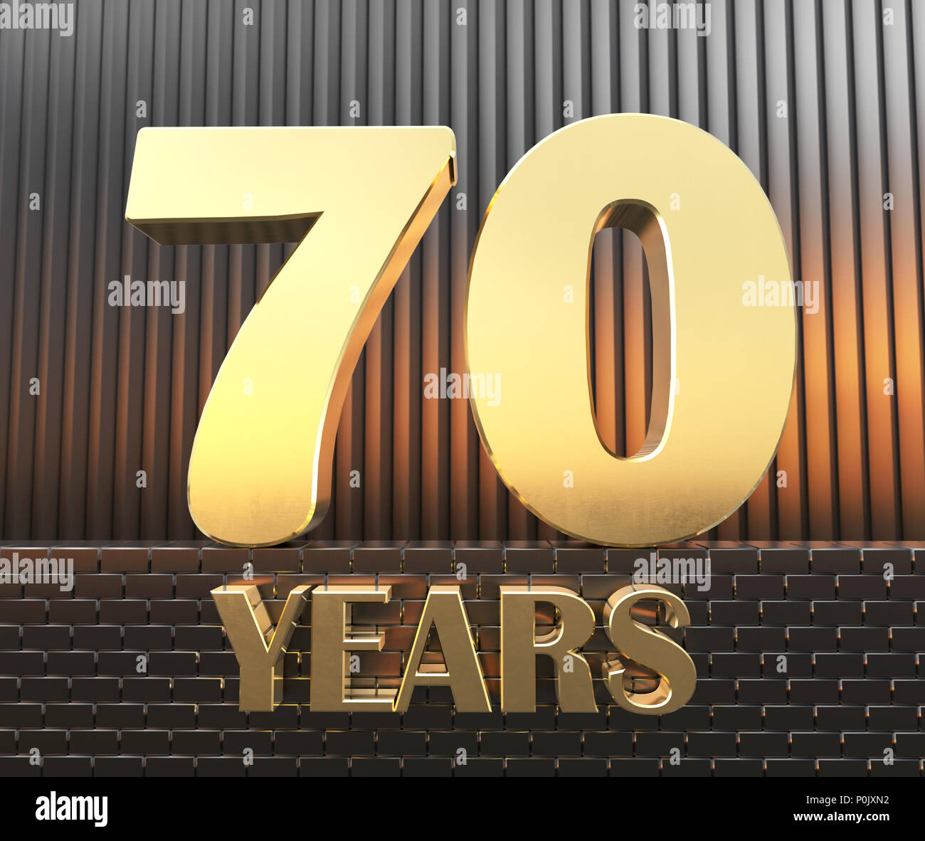 Golden number seventy (number 70) and the word "years" against the ...