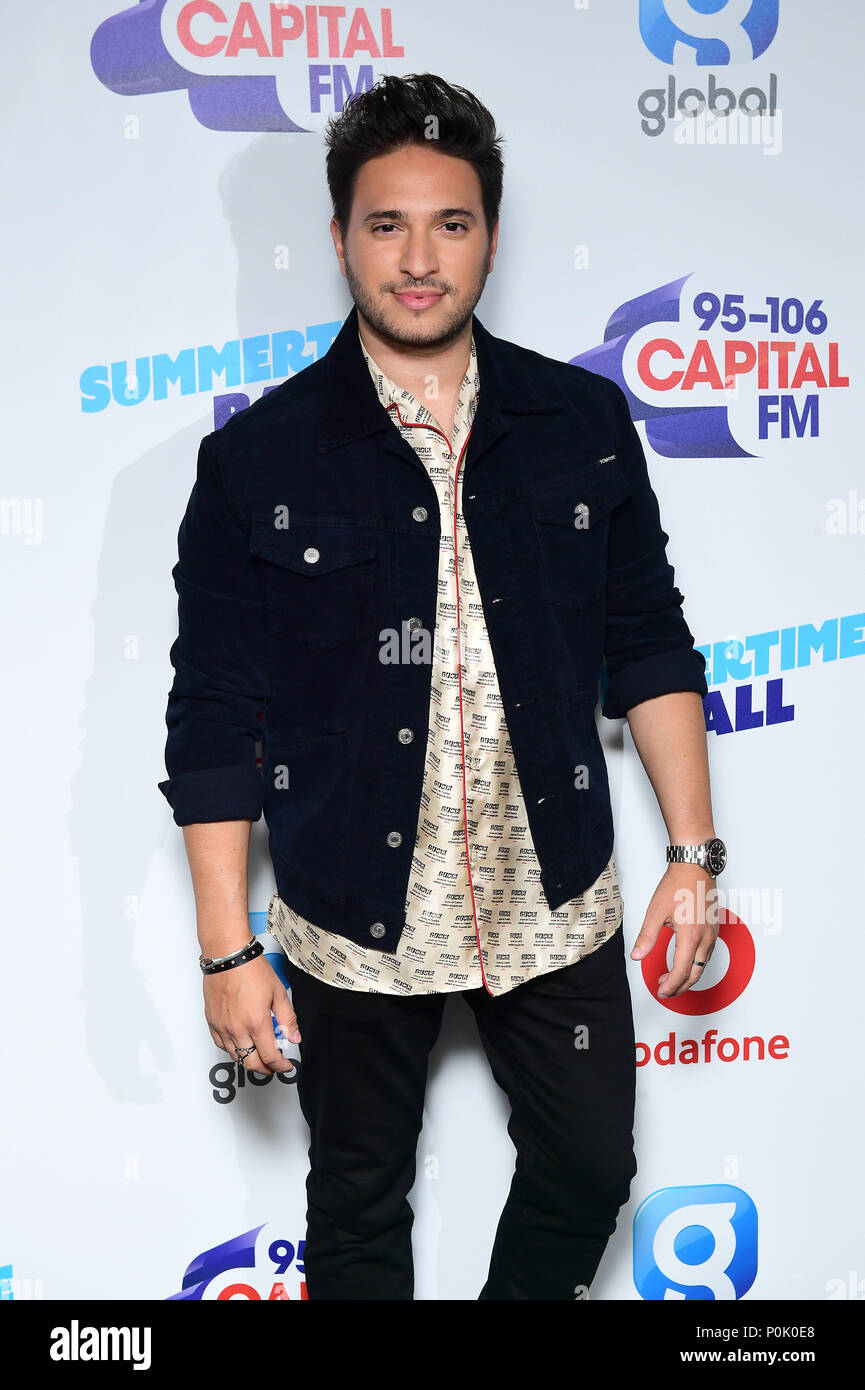 Jonas Blue on the red carpet of the media run at Capital's Summertime Ball with Vodafone at Wembley Stadium, London. Stock Photo