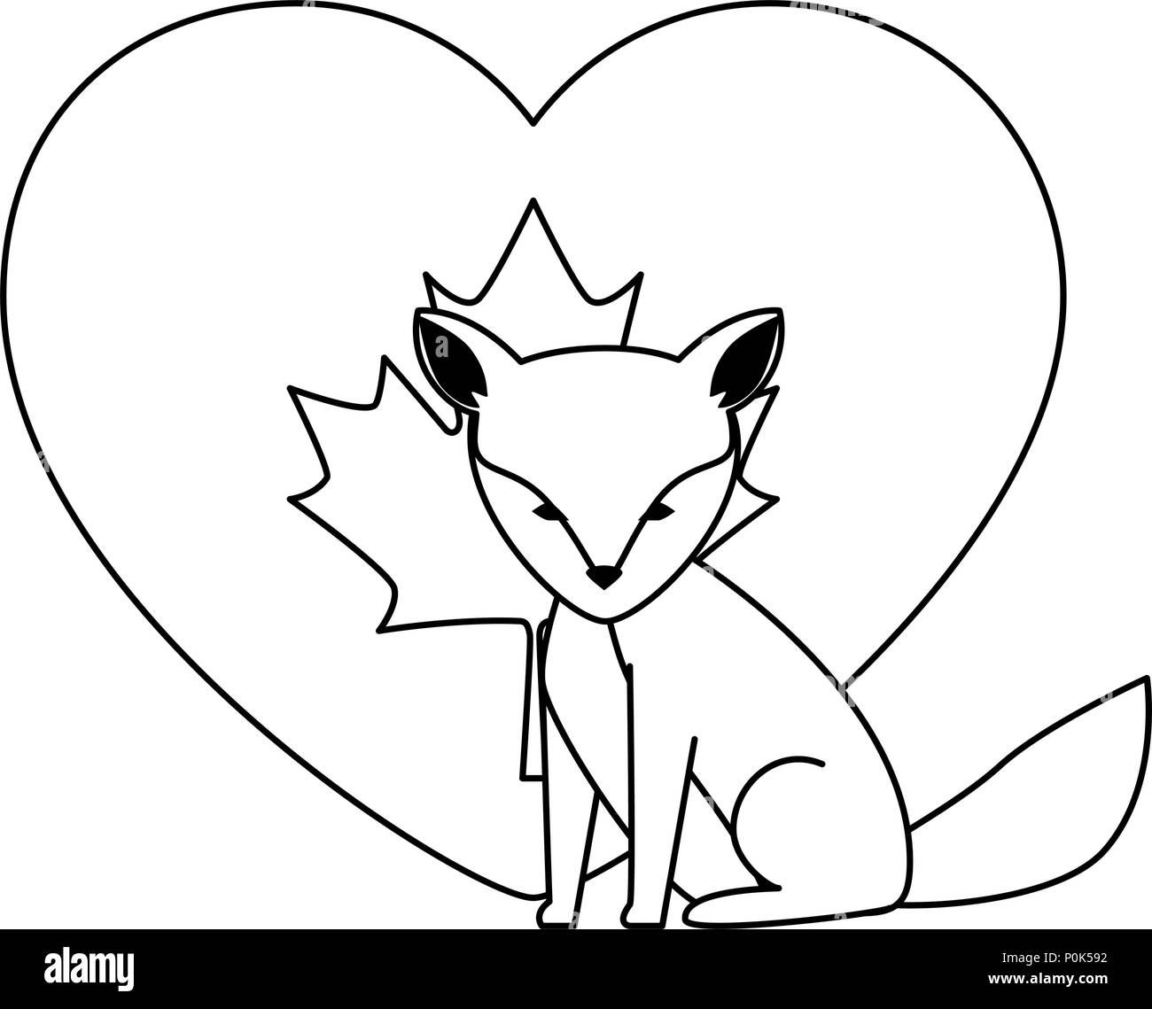 wild canadian fox with heart flag Stock Vector