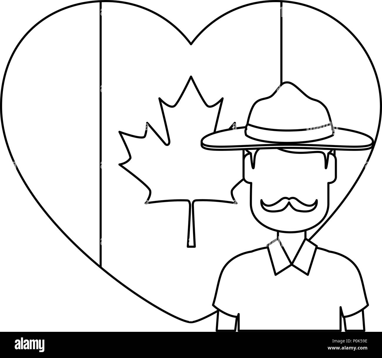 Canadian Ranger with heart flag Stock Vector