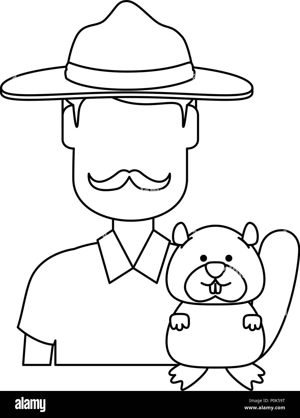 Canadian Ranger with marmot Stock Vector