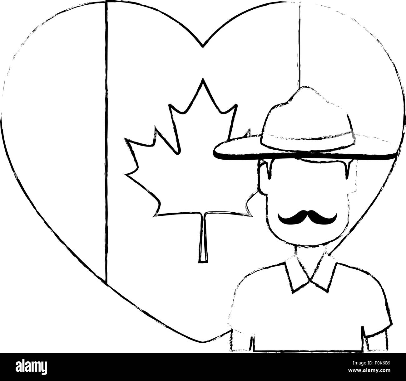 Canadian Ranger with heart flag Stock Vector