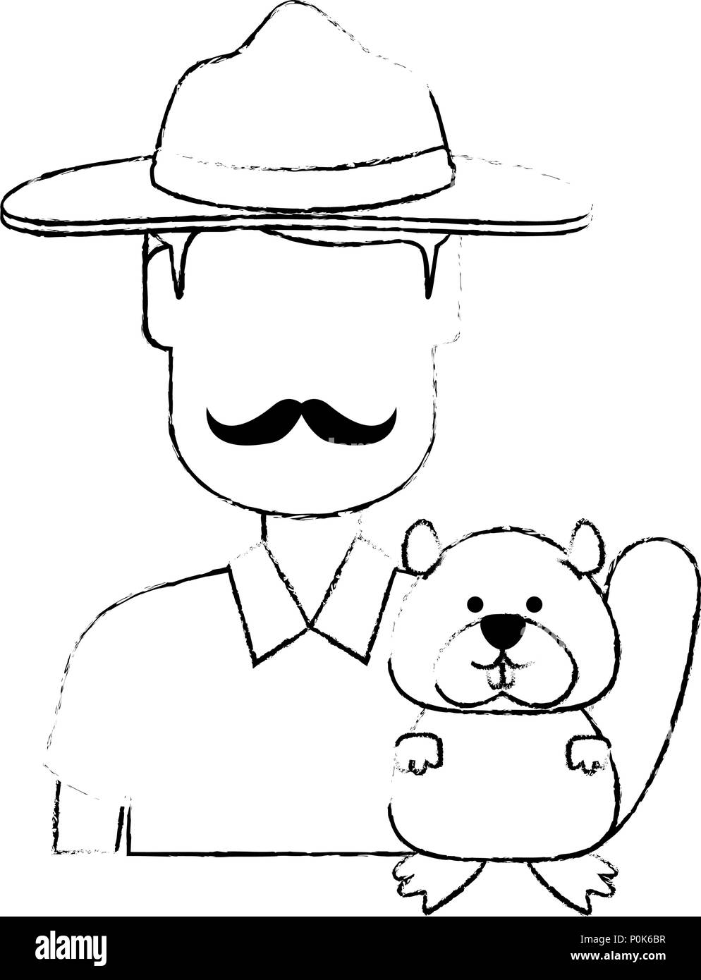 Canadian Ranger with marmot Stock Vector
