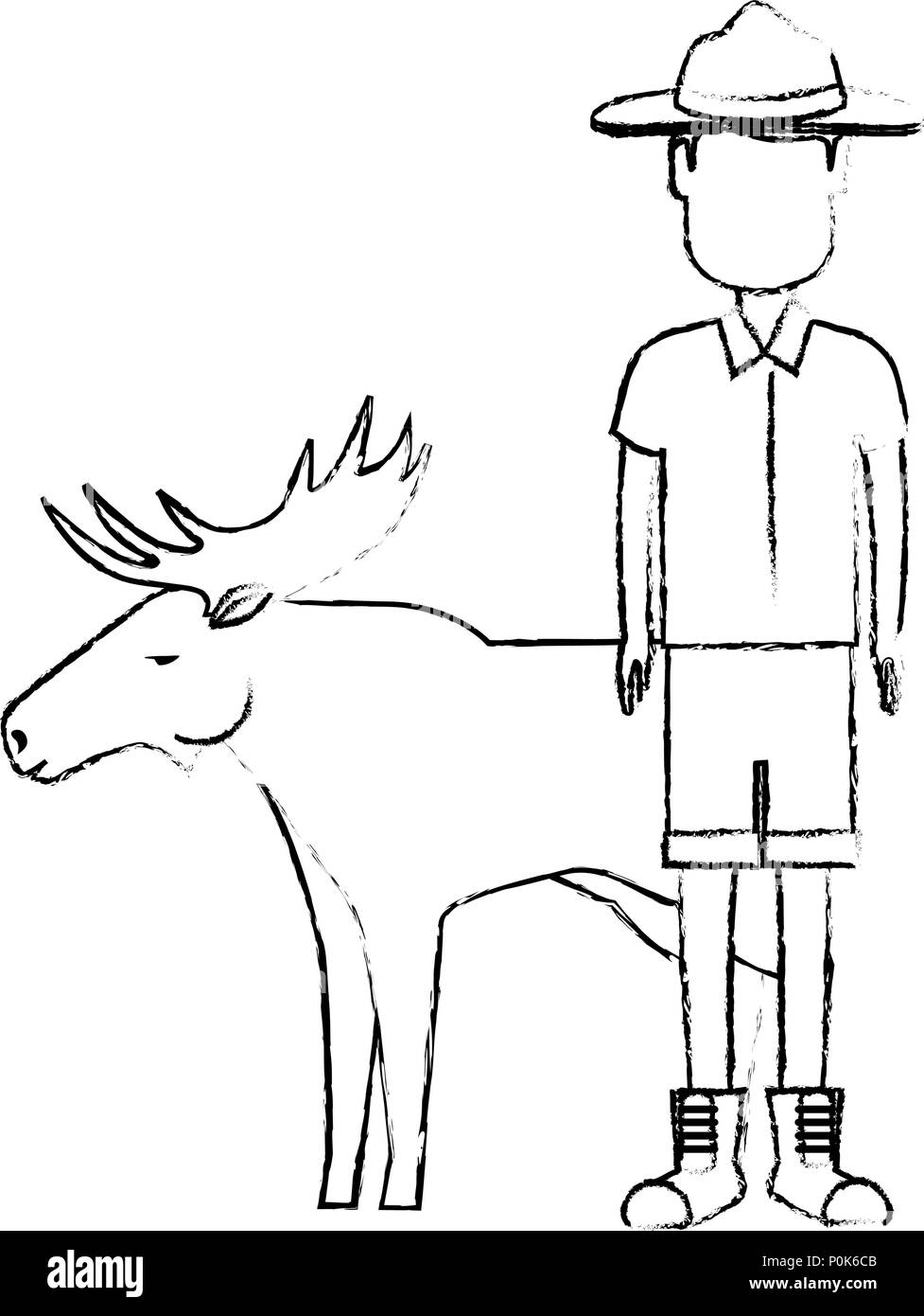 Canadian Ranger with elk Stock Vector