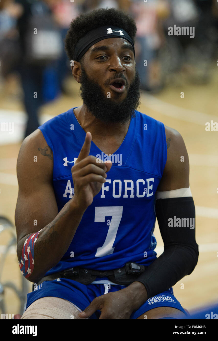 Team Air Force member and veteran Andrew Pearson talks with his