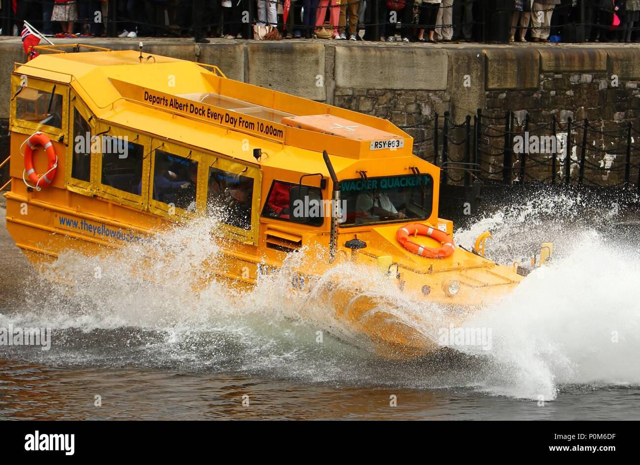 Liverpool,Uk The Queen and Prince Philip take a ride on the duck boat credit Ian FairbrotherAlamy Stock Photos Stock Photo