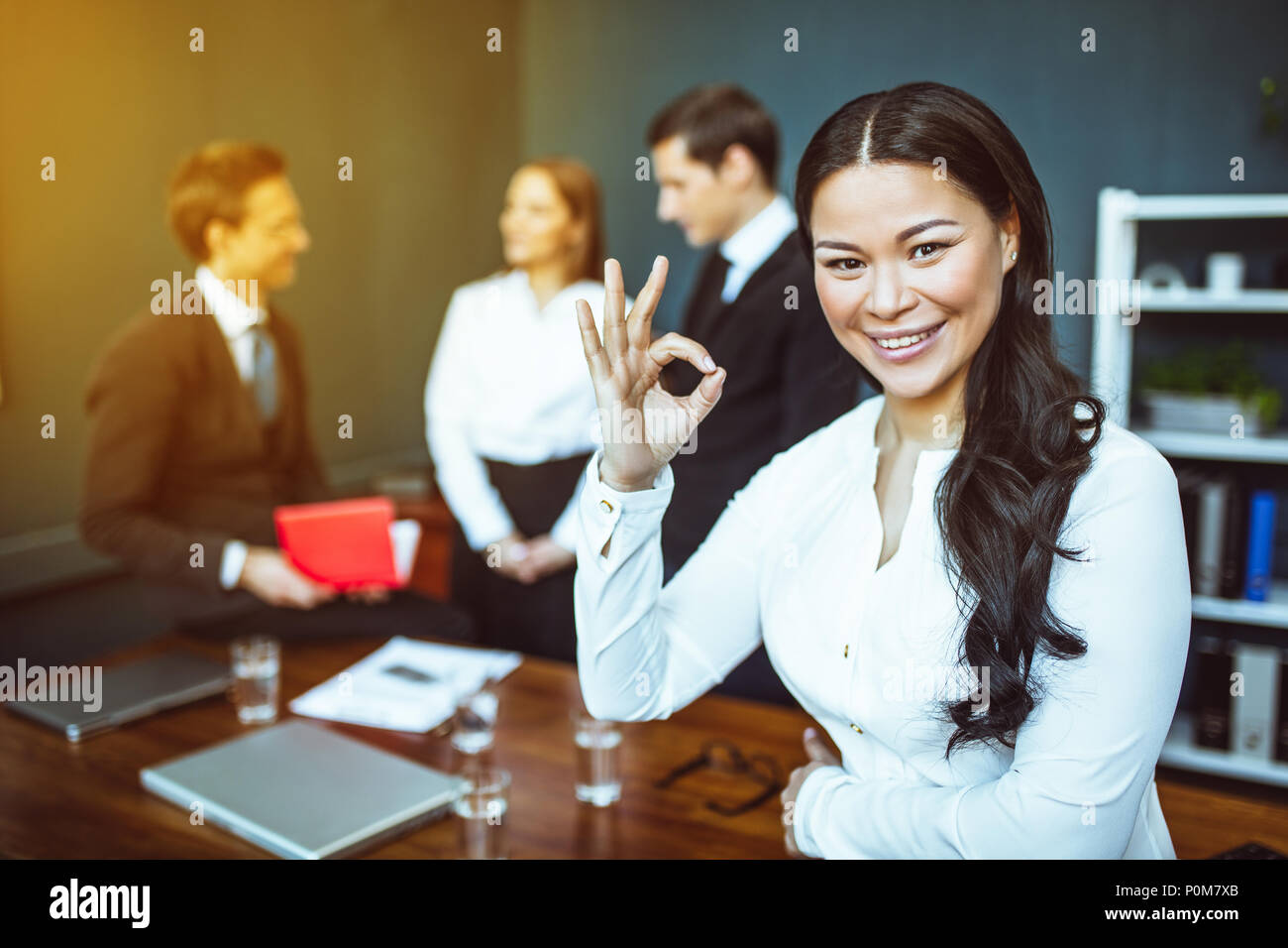 Modern business woman in business meeting Stock Photo