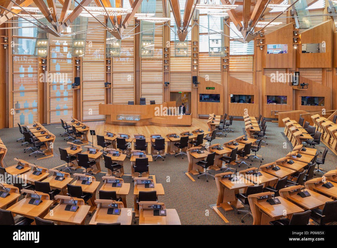 Interior Scottish parliament, the debating chamber Stock Photo