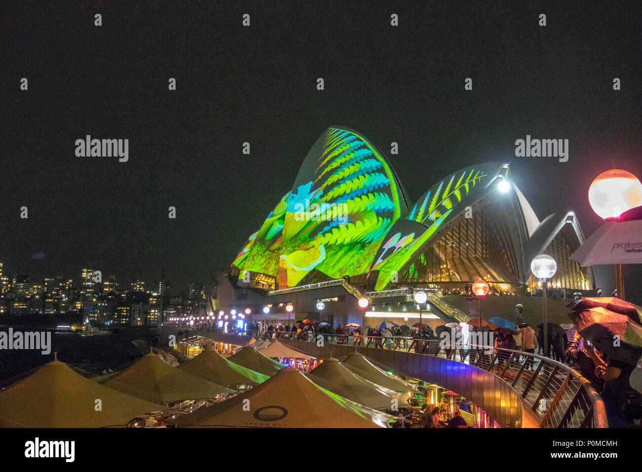 Light projections on the Sydney Opera House for Vivid Sydney 2018 Stock Photo