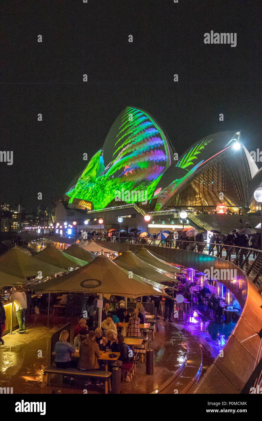Light projections on the Sydney Opera House for Vivid Sydney 2018 Stock Photo