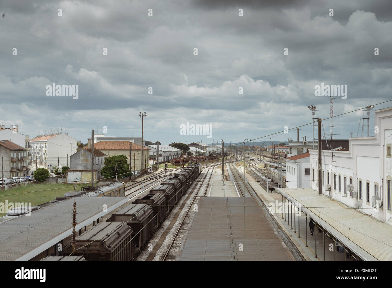 Entroncamento railroad junction in the Santarem district of Portugal. Entroncamento literally means junction in Portuguese Stock Photo