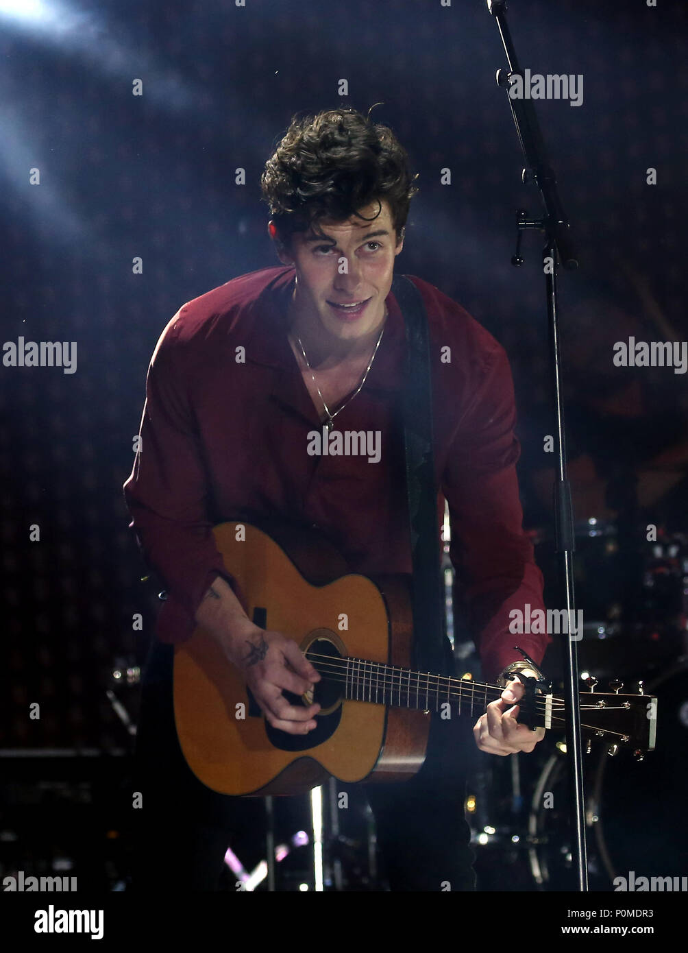 Shawn Mendes on stage during Capital's Summertime Ball with Vodafone at