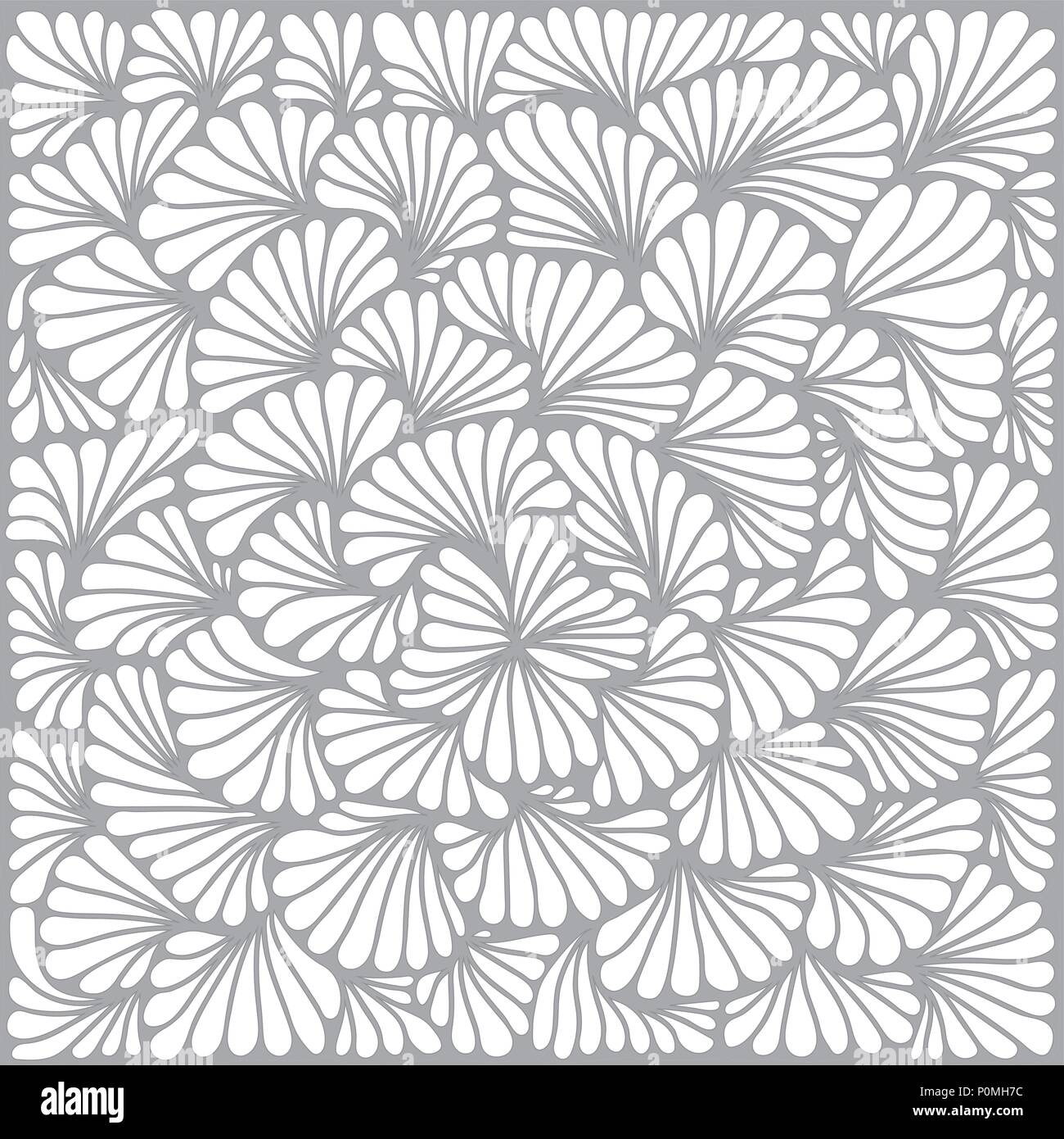 Vector abstract monochromatic pattern. White leafs on gray background. Stock Vector