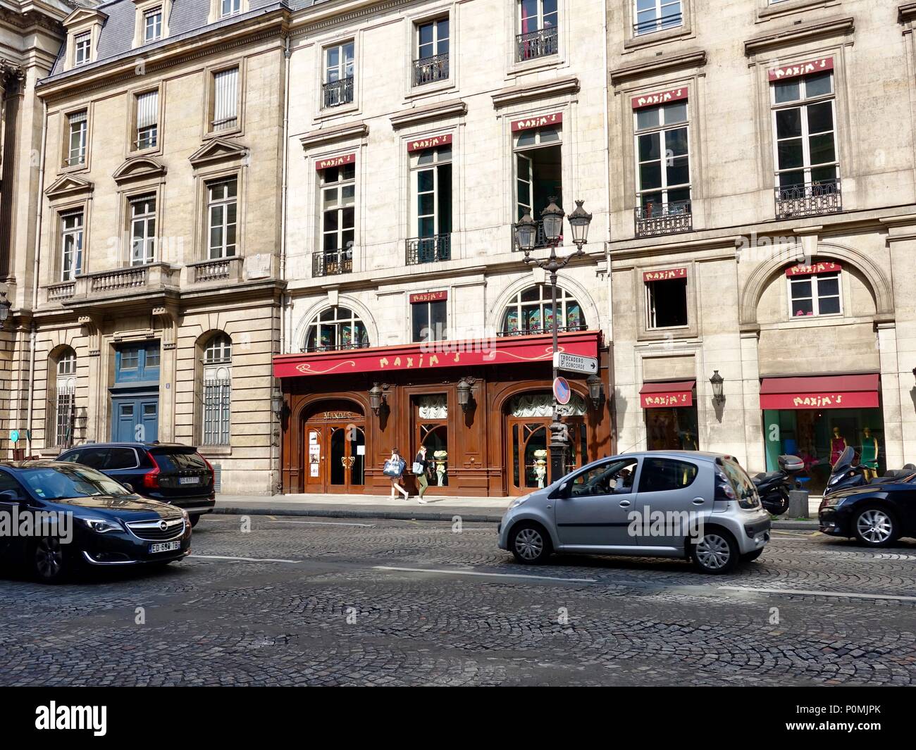 Exterior, front facade, Maxim's gourmet restaurant, Paris, France Stock Photo
