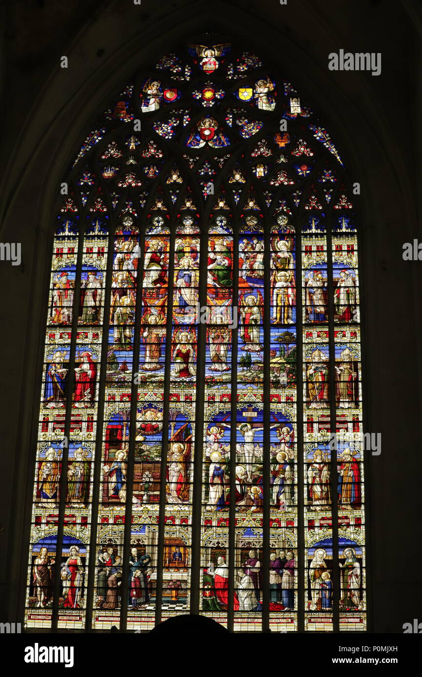 stained glass windows in a church Stock Photo - Alamy