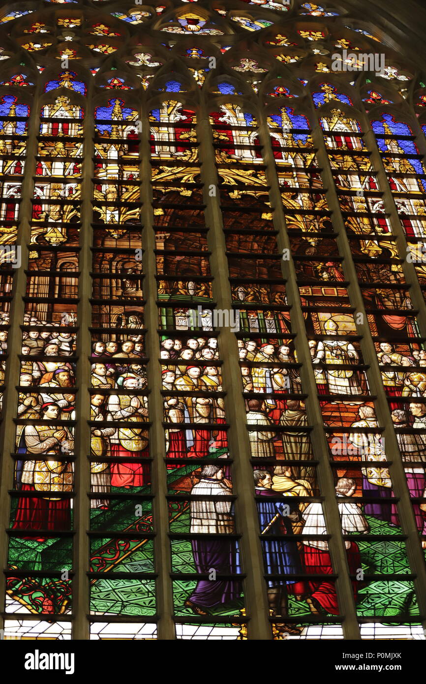 stained glass windows in a church Stock Photo - Alamy