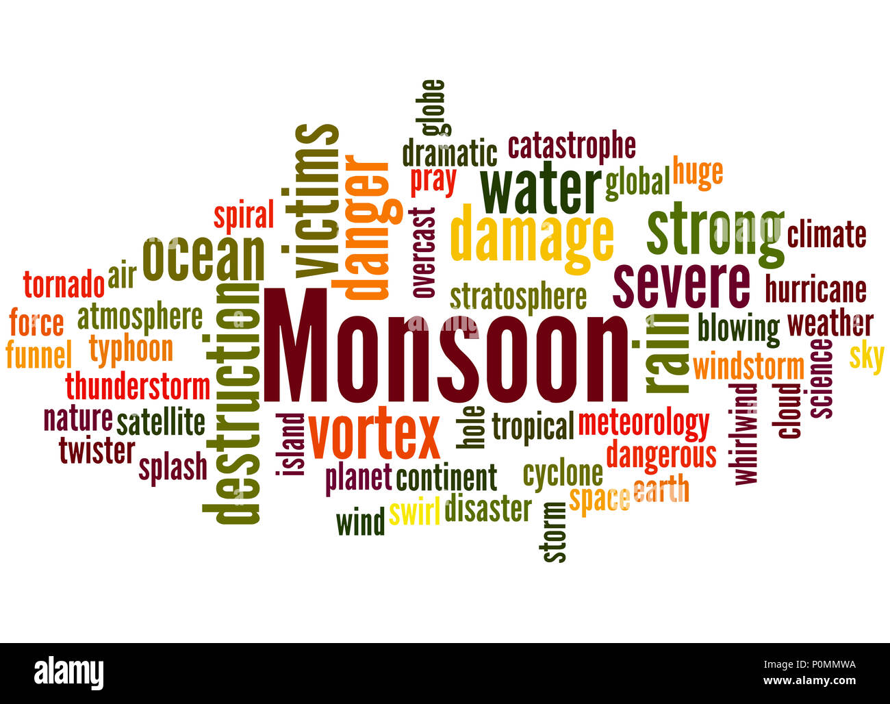 Monsoon, word cloud concept on white background. Stock Photo