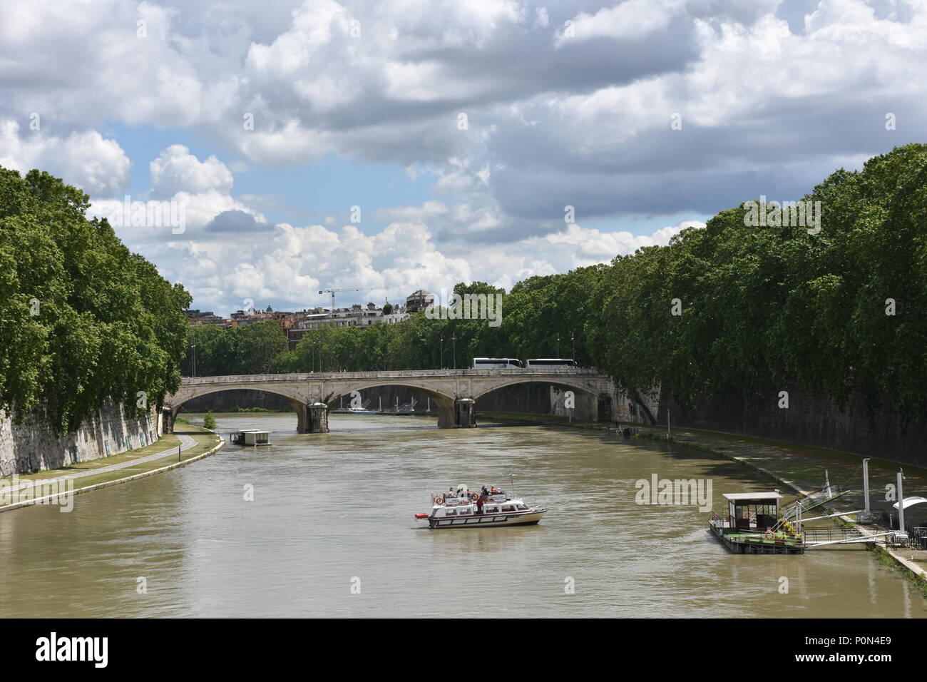 Rome. Panorama of the Tiber river and bridges Stock Photo - Alamy