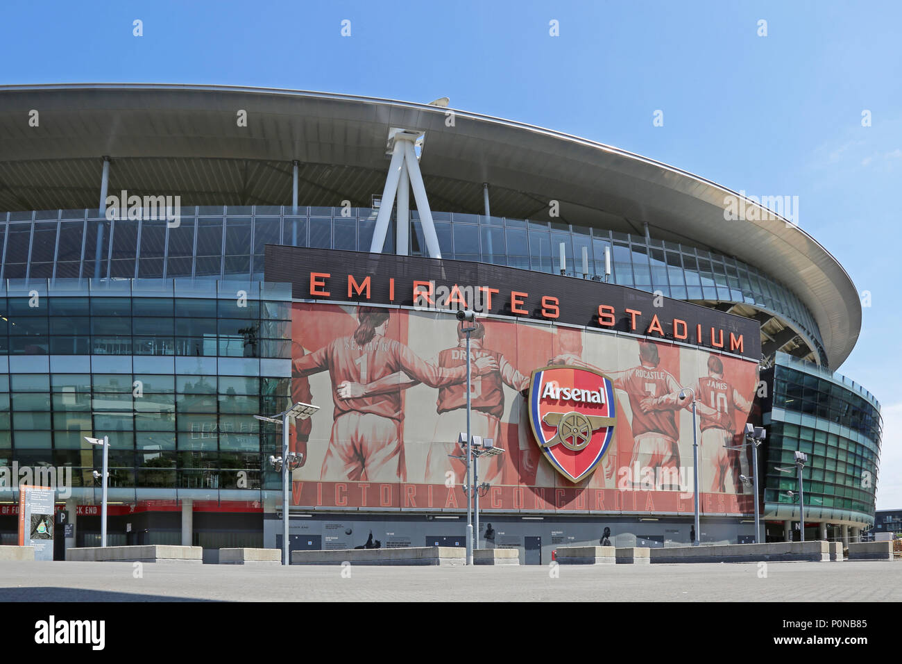 Exterior view of London's Emirates Stadium, home to Arsenal football club. Stock Photo