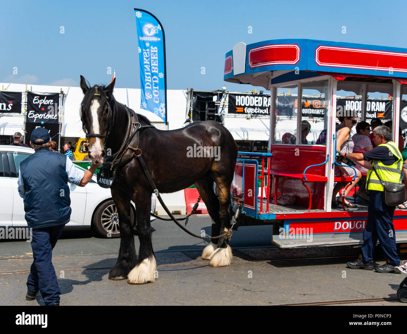 Horse-drawn tram, Douglas, Isle of Man, UK Stock Photo