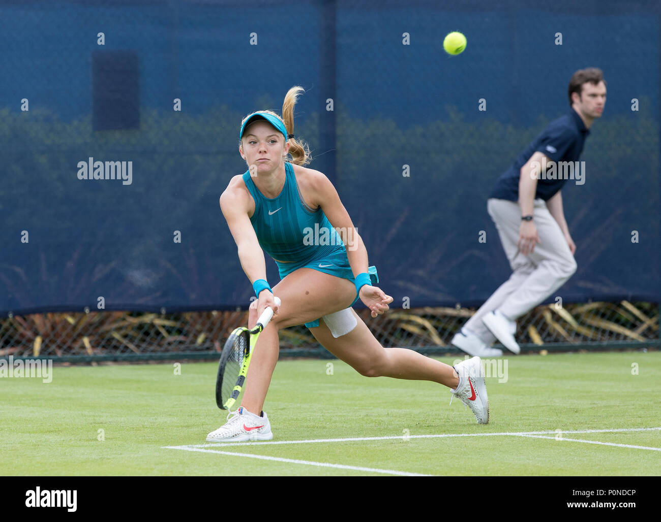 Katie Swan in tennis action during the Nature Valley Open 2018 - Katie Swan Tennis Player Stock Photo
