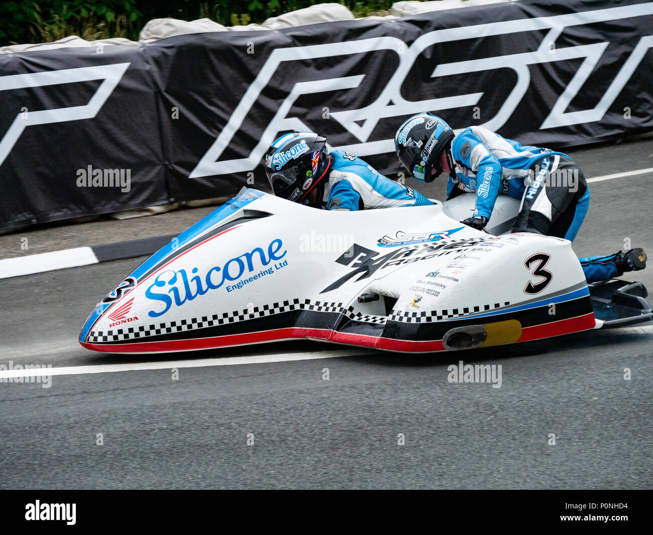 Number 3, John Holden / Lee Cain, sidecar rider and passenger, Isle of Man  TT 2018. Tourist Trophy road race, mountain course Stock Photo - Alamy