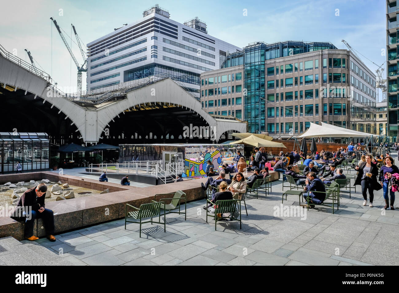 Exchange Square, Liverpool Street, London, UK - April 6, 2018: View of