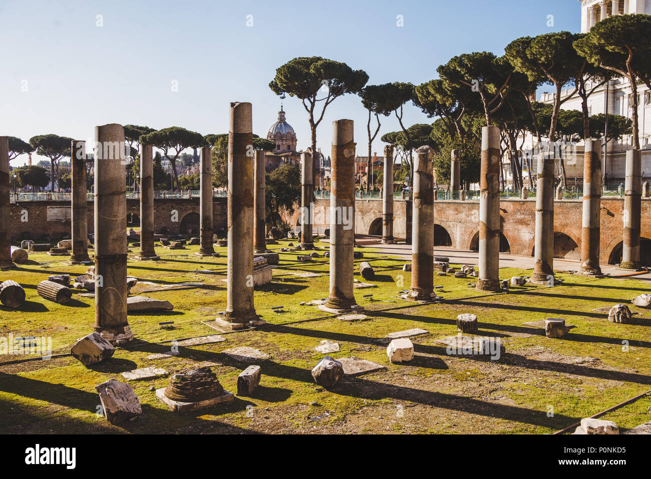 row of pillars at roman forum ruins, Rome, Italy Stock Photo Alamy