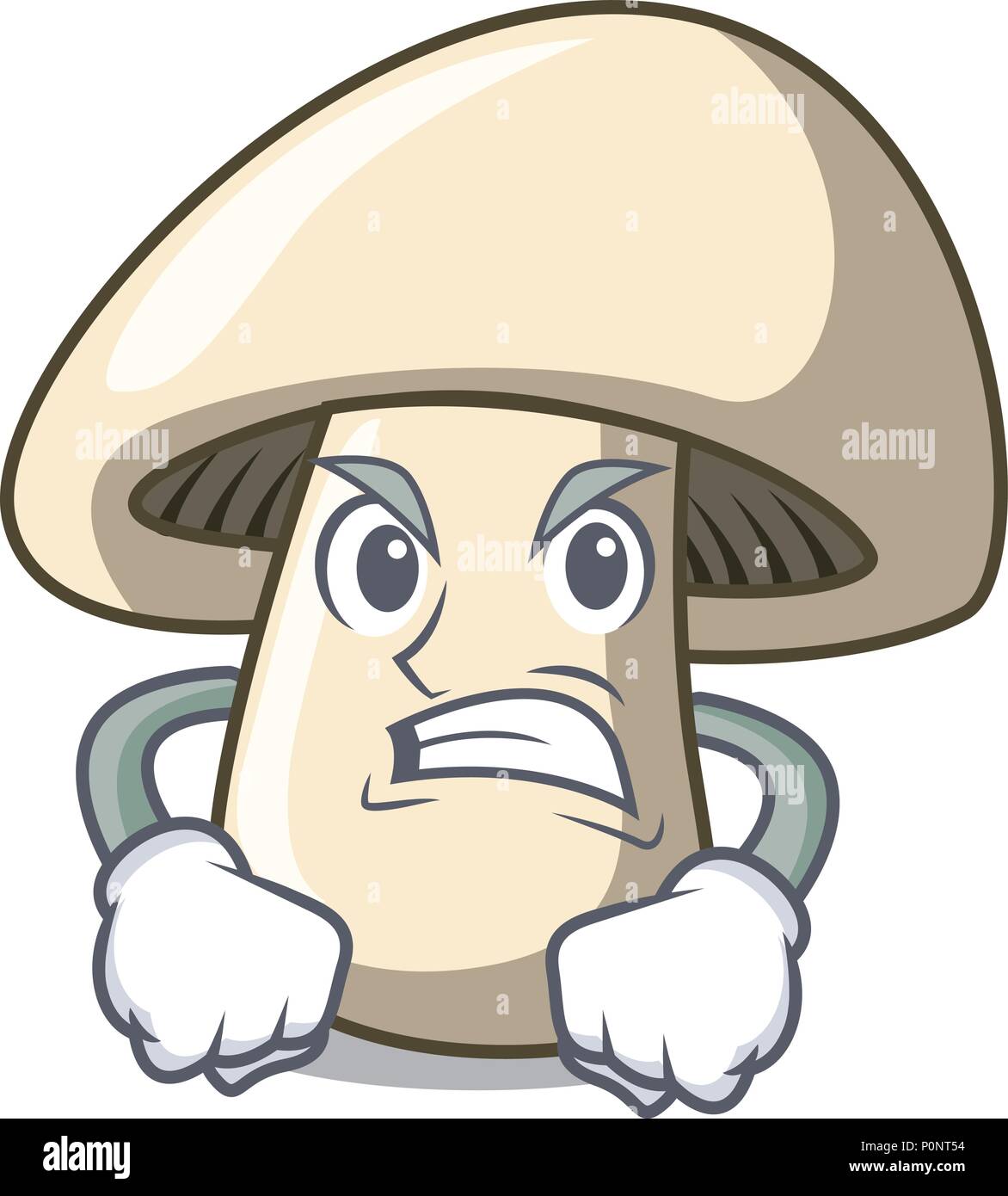 Angry champignon mushroom mascot cartoon Stock Vector