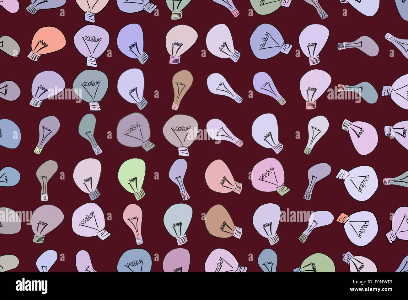 Abstract light bulb illustrations background. Cartoon style vector graphic. Stock Vector
