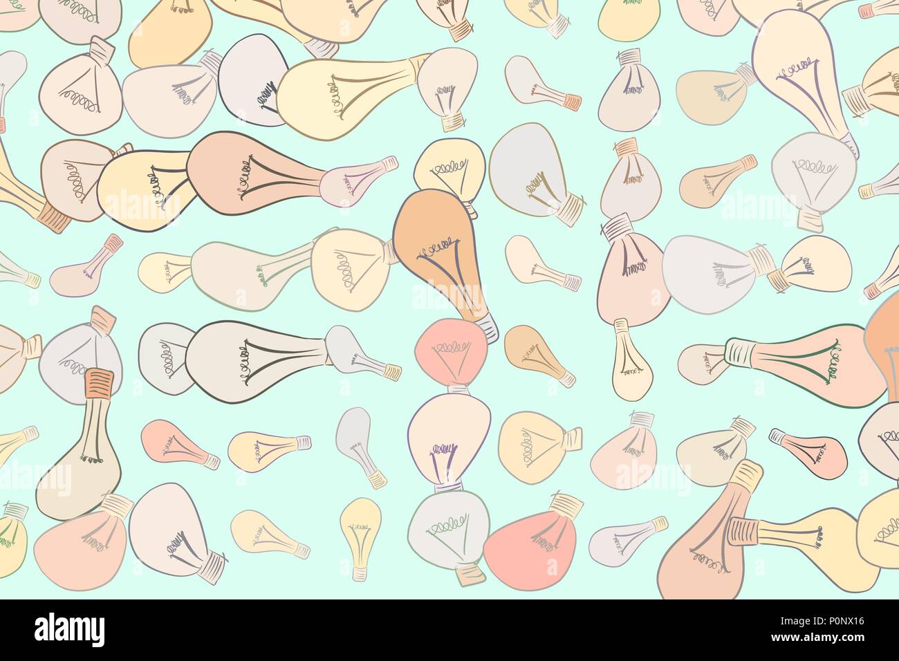 Abstract light bulb illustrations background. Cartoon style vector graphic. Stock Vector