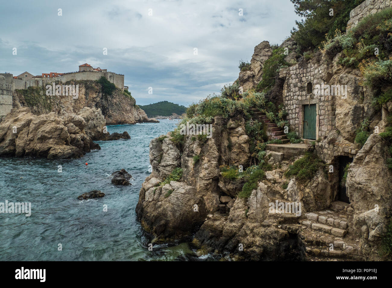 The hilltop city of Dubrovnik in Croatia aka 'Kings Landing', overlooking the Adriatic Sea Stock Photo