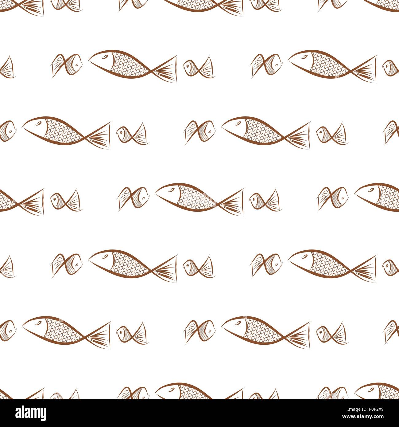 Seamless hand drawn fish illustrations background, good for graphic ...