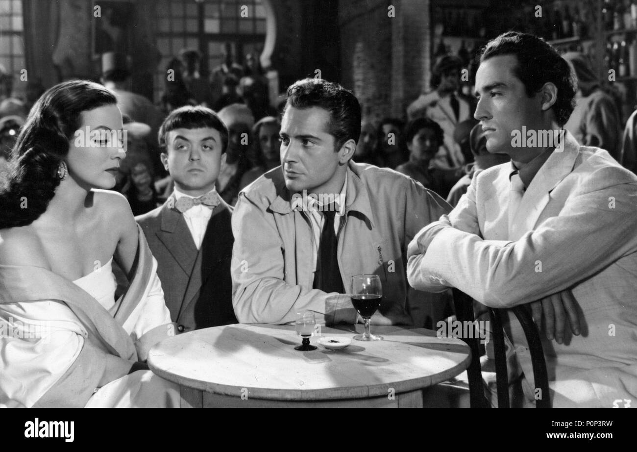 Original Film Title: LA CORONA NEGRA.  English Title: BLACK CROWN.  Film Director: LUIS SASLAVSKY.  Year: 1951.  Stars: PIERAL; VITTORIO GASSMAN; ROSSANO BRAZZI; MARIA FELIX. Credit: SUEVIA FILMS-CESAREO GONZALEZ/GUION  PROD. CINEMATOGRAFICAS/ / Album Stock Photo