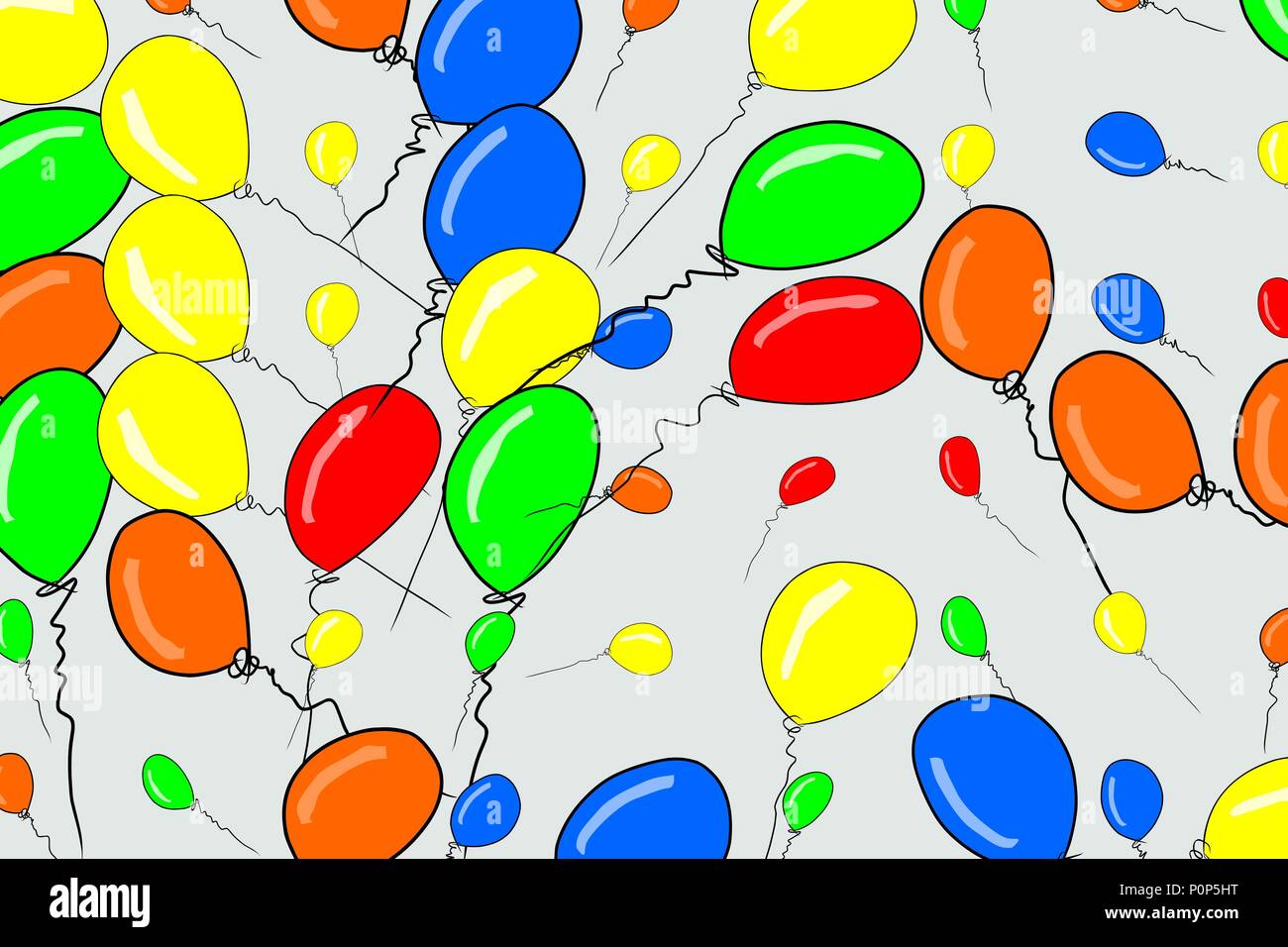 Abstract illustrations of flying balloons, conceptual. Good for design ...