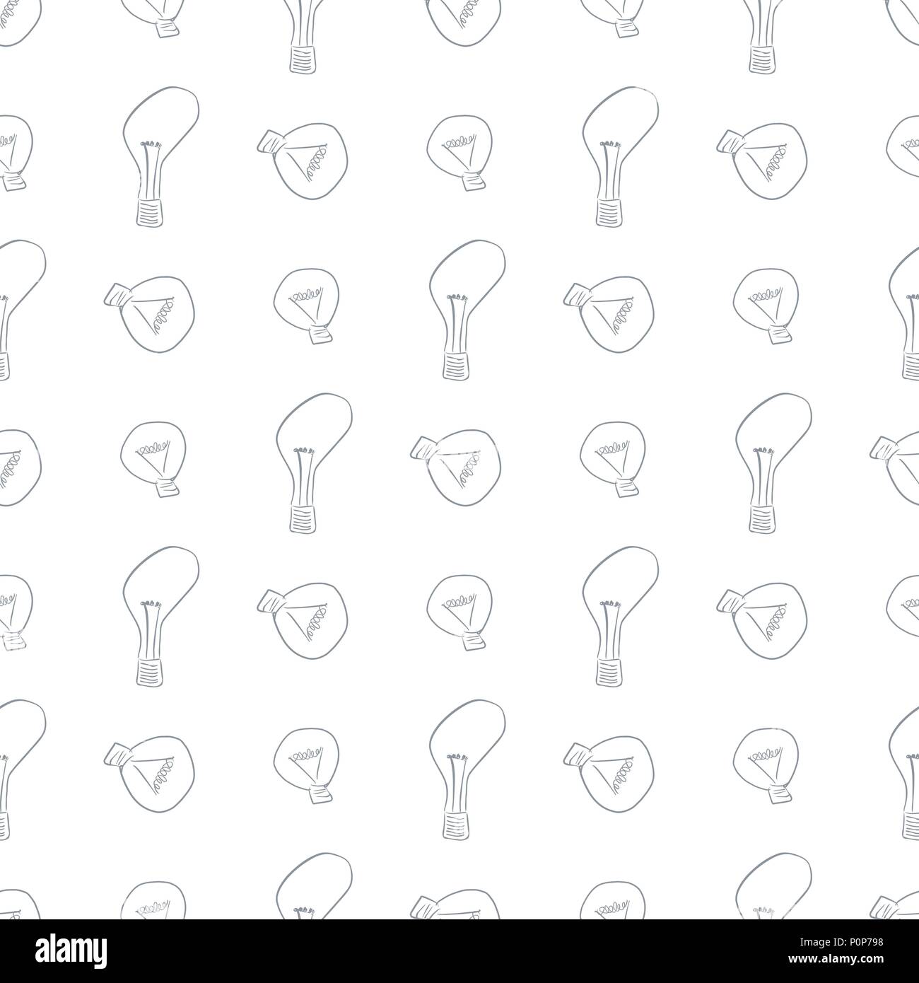 Seamless abstract light bulb illustrations background. Cartoon style vector graphic. Stock Vector