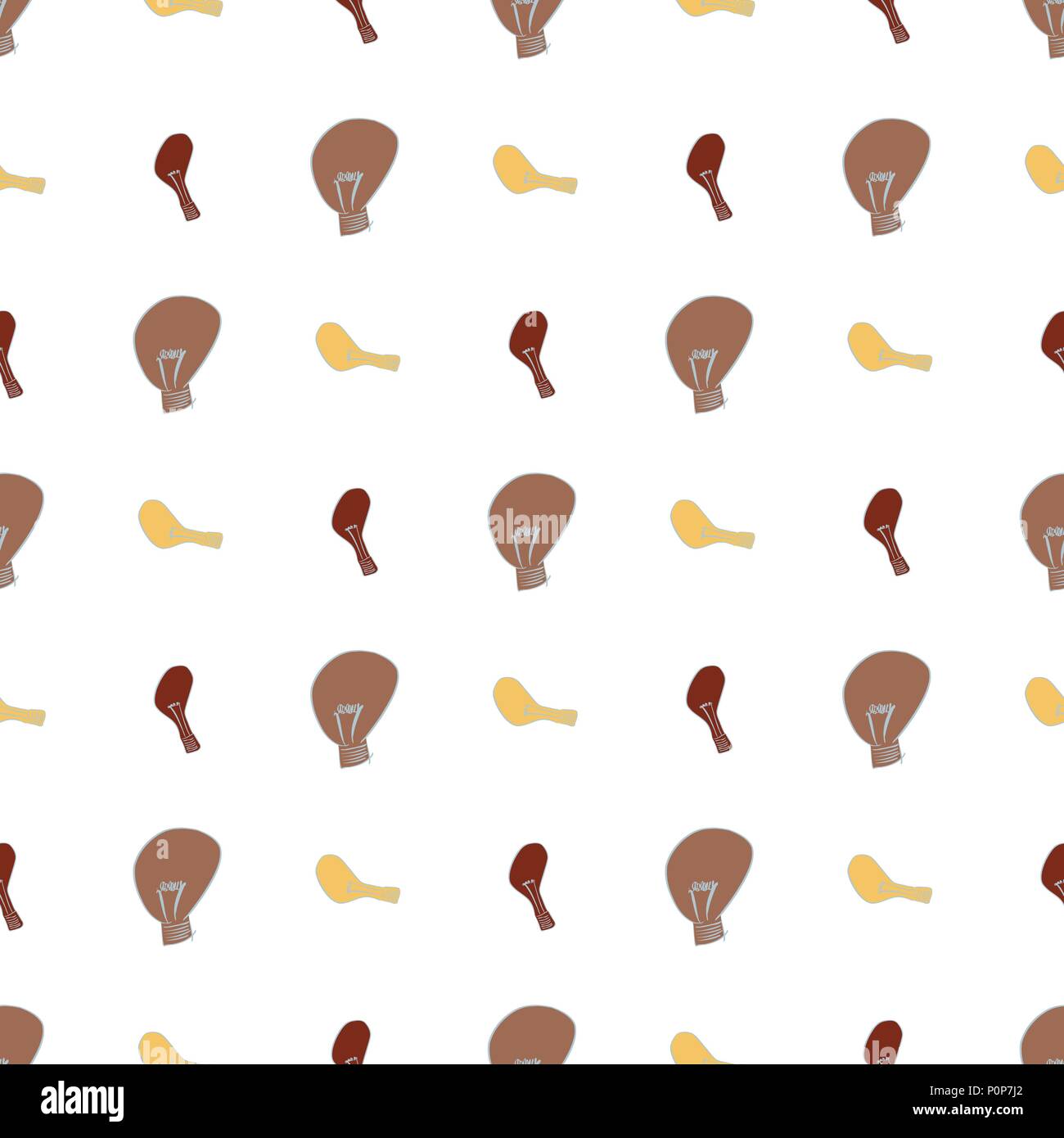 Seamless abstract light bulb illustrations background. Cartoon style vector graphic. Stock Vector