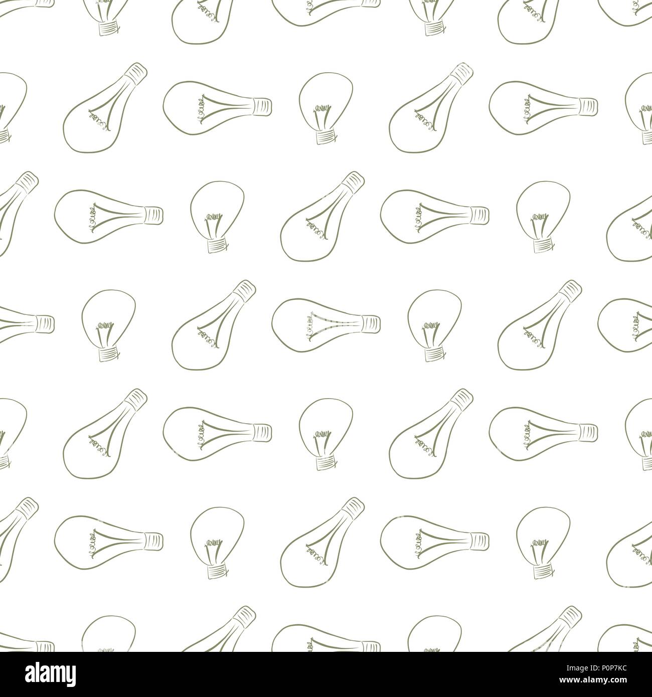 Seamless abstract light bulb illustrations background. Cartoon style vector graphic. Stock Vector