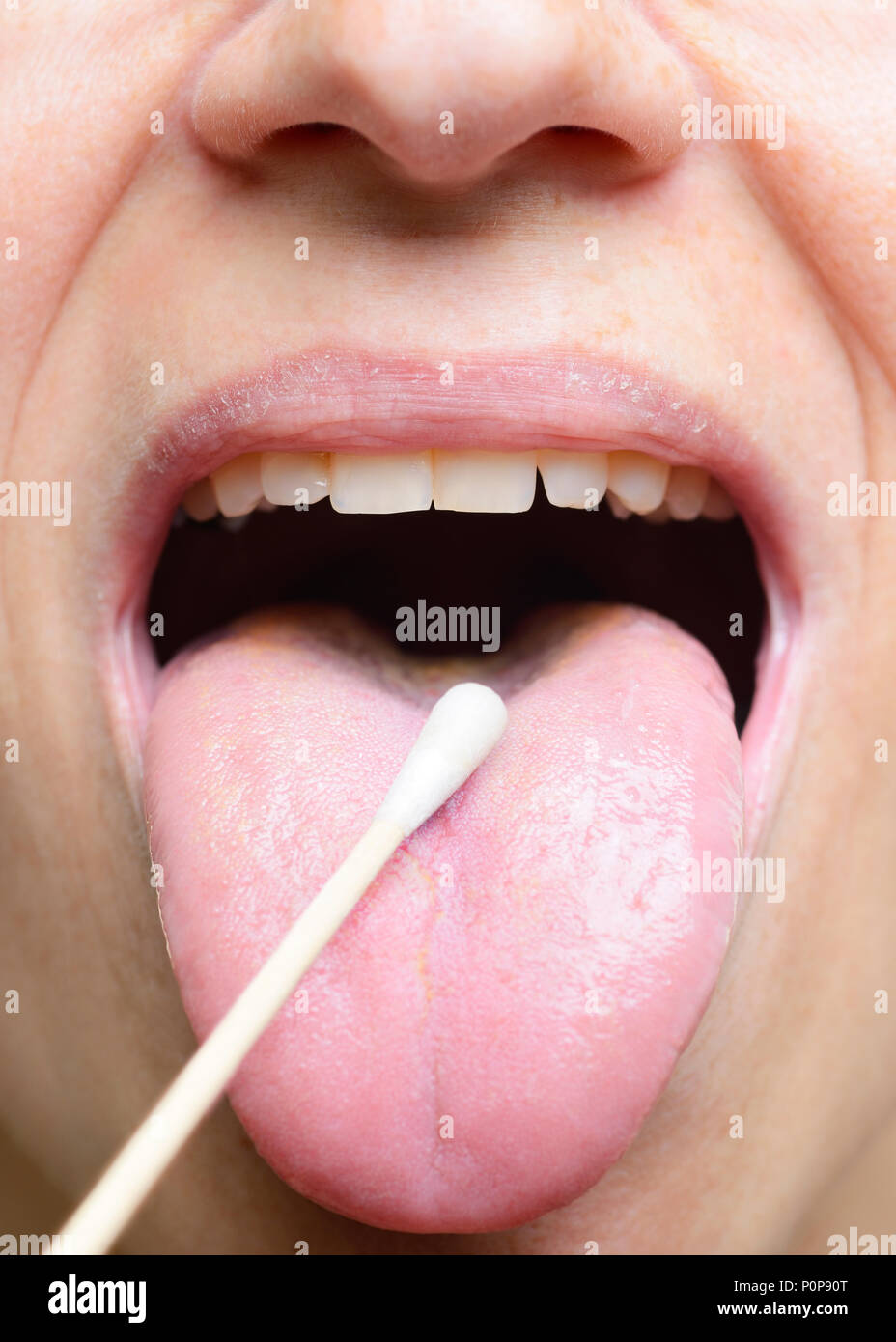 Tongue Swab, Close Up Stock Photo