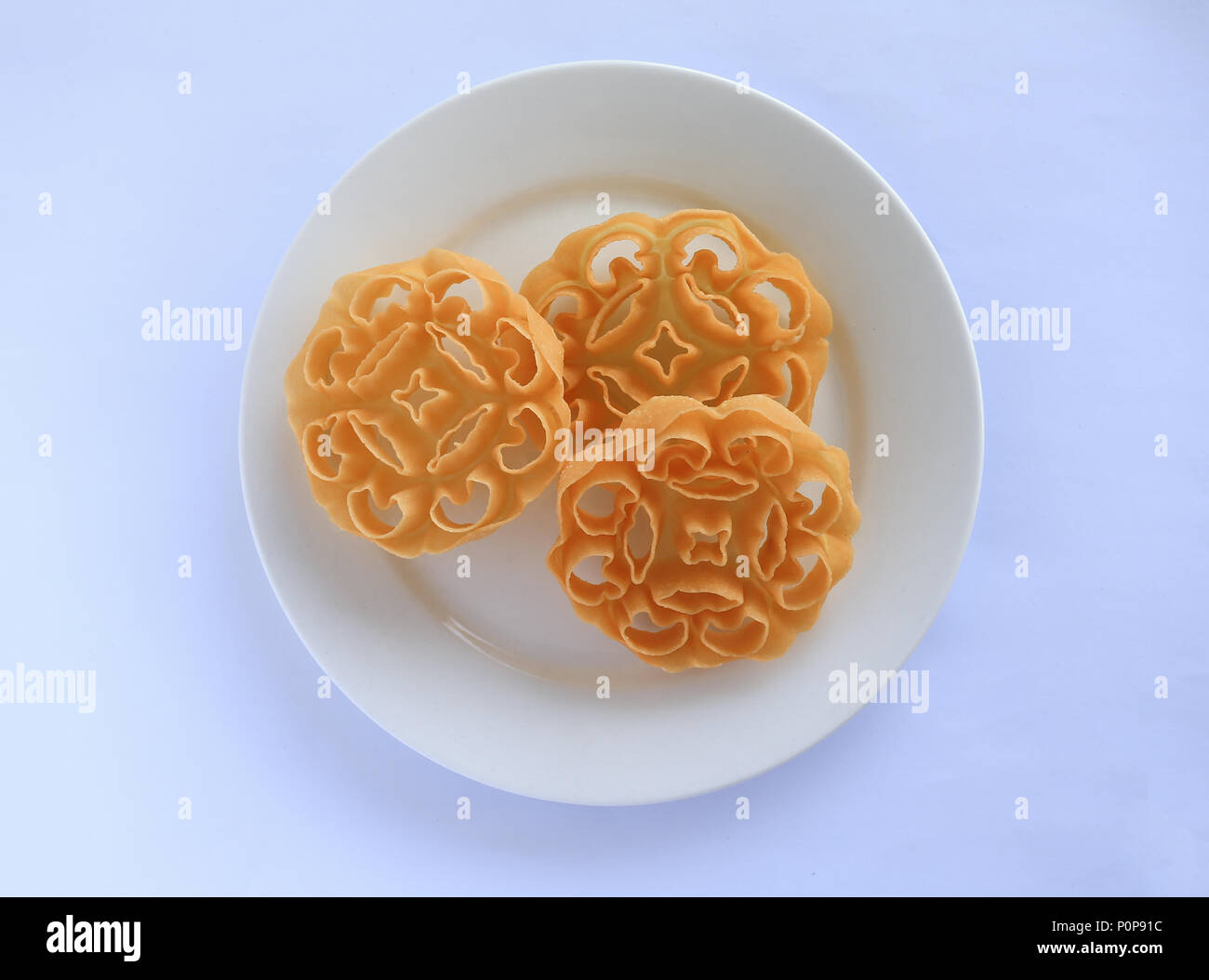 Local and traditional Malay cuisine of Kuih Goyang. Stock Photo