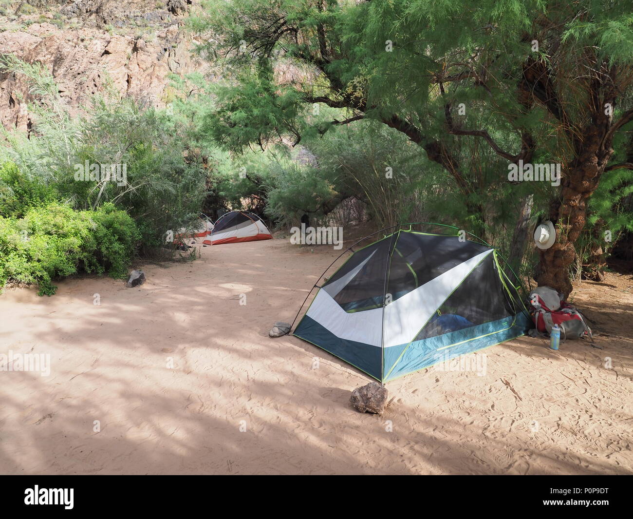 Granite Rapids campground in Grand Canyon National Park, Arizona Stock