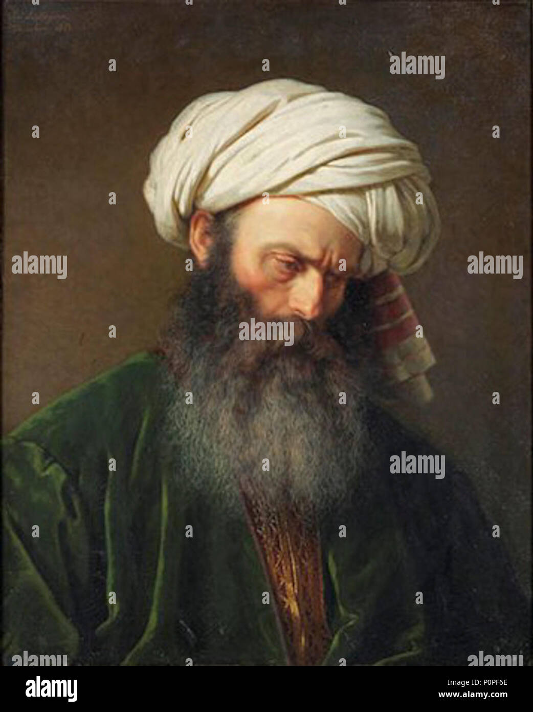 Study of a Man in Turkish Dress by Amalia Lindegren 1854. Stock Photo